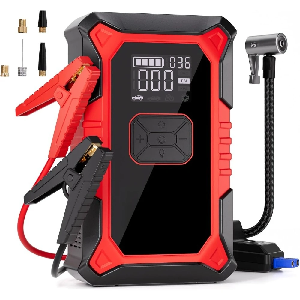 US Shipping 3000A Portable Car Battery Booster Jump Starter for 9.0L Gas 6.5L Diesel Engines with 150PSI Air Compressor Tire
US Shipping 3000A Portable Car Battery Booster Jump Starter for 9.0L Gas 6.5L Diesel Engines with 150PSI Air Compressor Tire