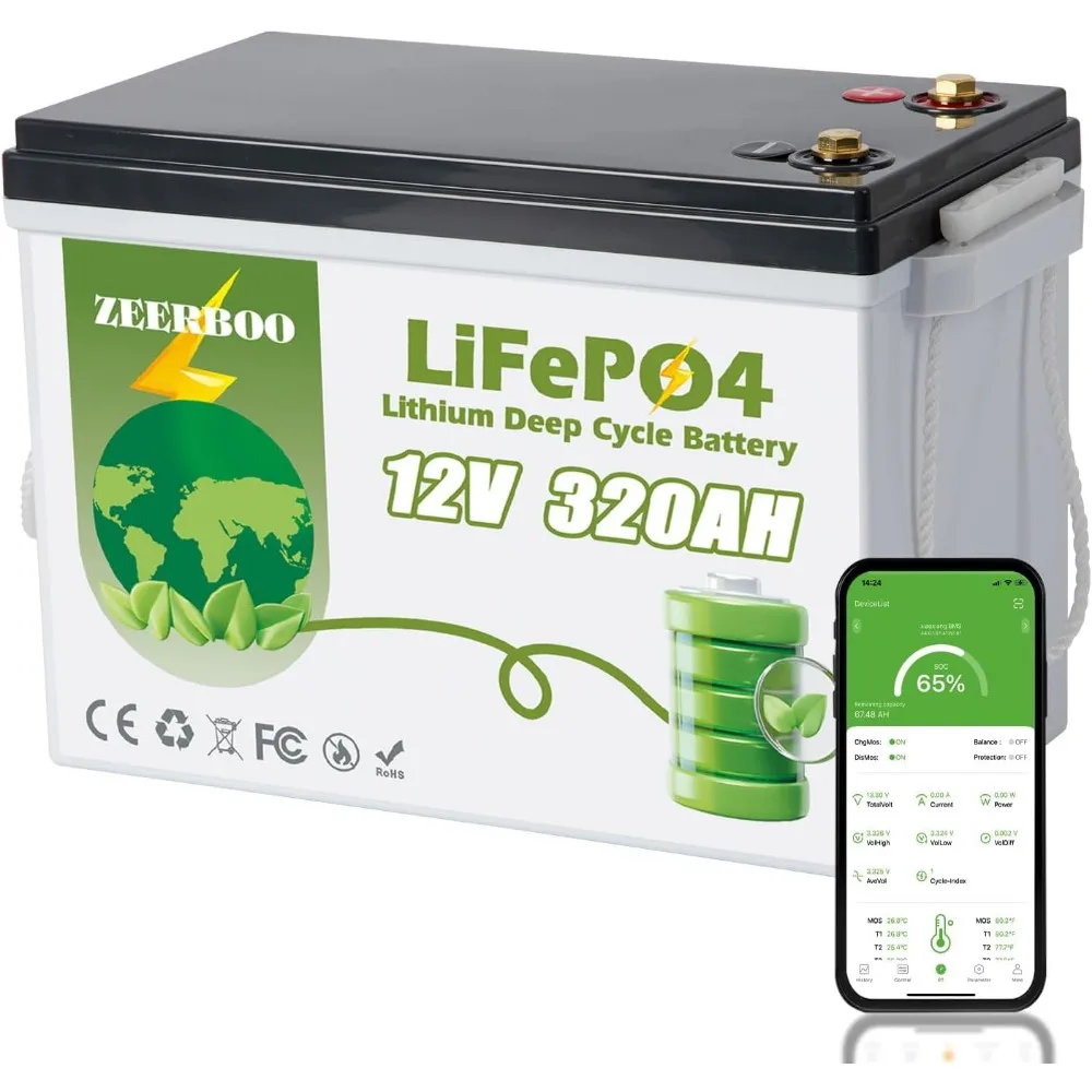 Mini Size 12V 320Ah LiFePO4 Battery, Bluetooth Lithium Battery,200A BMS,4096Wh Energy,15,000+ Cycles for RV, Marine
Mini Size 12V 320Ah LiFePO4 Battery, Bluetooth Lithium Battery,200A BMS,4096Wh Energy,15,000+ Cycles for RV, Marine