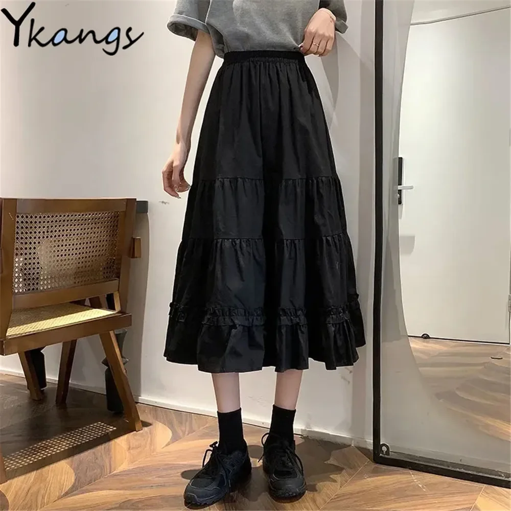 Black Goth Lolita Long Pleated Skirt Women Ruffles Vintage High Waist Harajuku Midi Skirt Summer Korean Patchwork Streetwear
Black Goth Lolita Long Pleated Skirt Women Ruffles Vintage High Waist Harajuku Midi Skirt Summer Korean Patchwork Streetwear