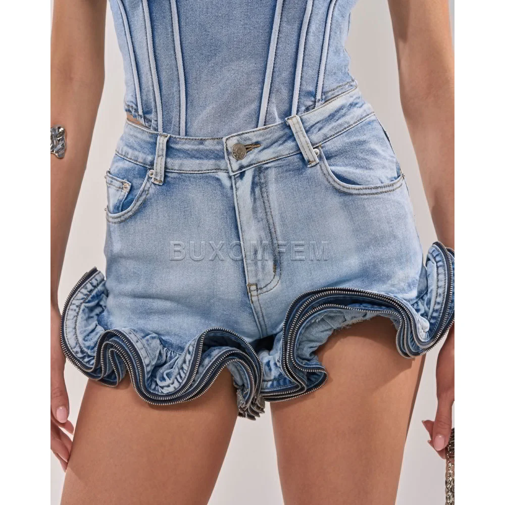 Women's Fashion Wave Ruffled Denim Shorts Ladies Stylish Wrap Hips Shaping Wash Blue Jean Shorts Female Summer Bottoms 2026
Women's Fashion Wave Ruffled Denim Shorts Ladies Stylish Wrap Hips Shaping Wash Blue Jean Shorts Female Summer Bottoms 2026