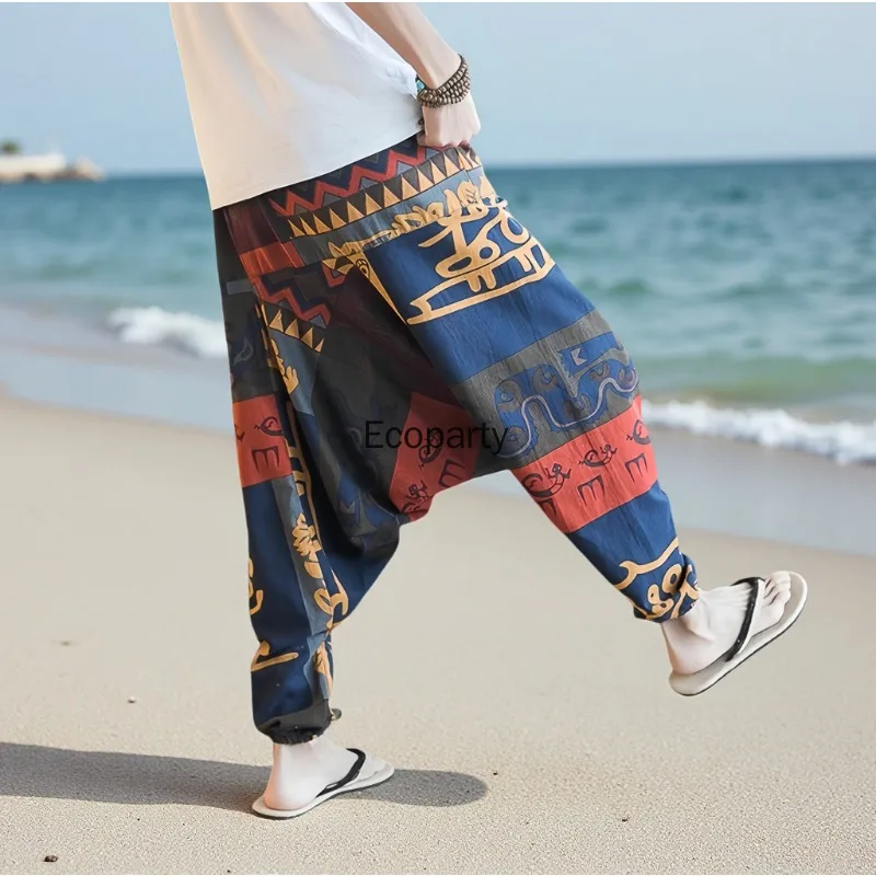 New Men Vintage Harem Pants Summer Casual Drop Crotch Design Casual Trousers Breathable Loose Boho Pants Random Print Joggers
New Men Vintage Harem Pants Summer Casual Drop Crotch Design Casual Trousers Breathable Loose Boho Pants Random Print Joggers