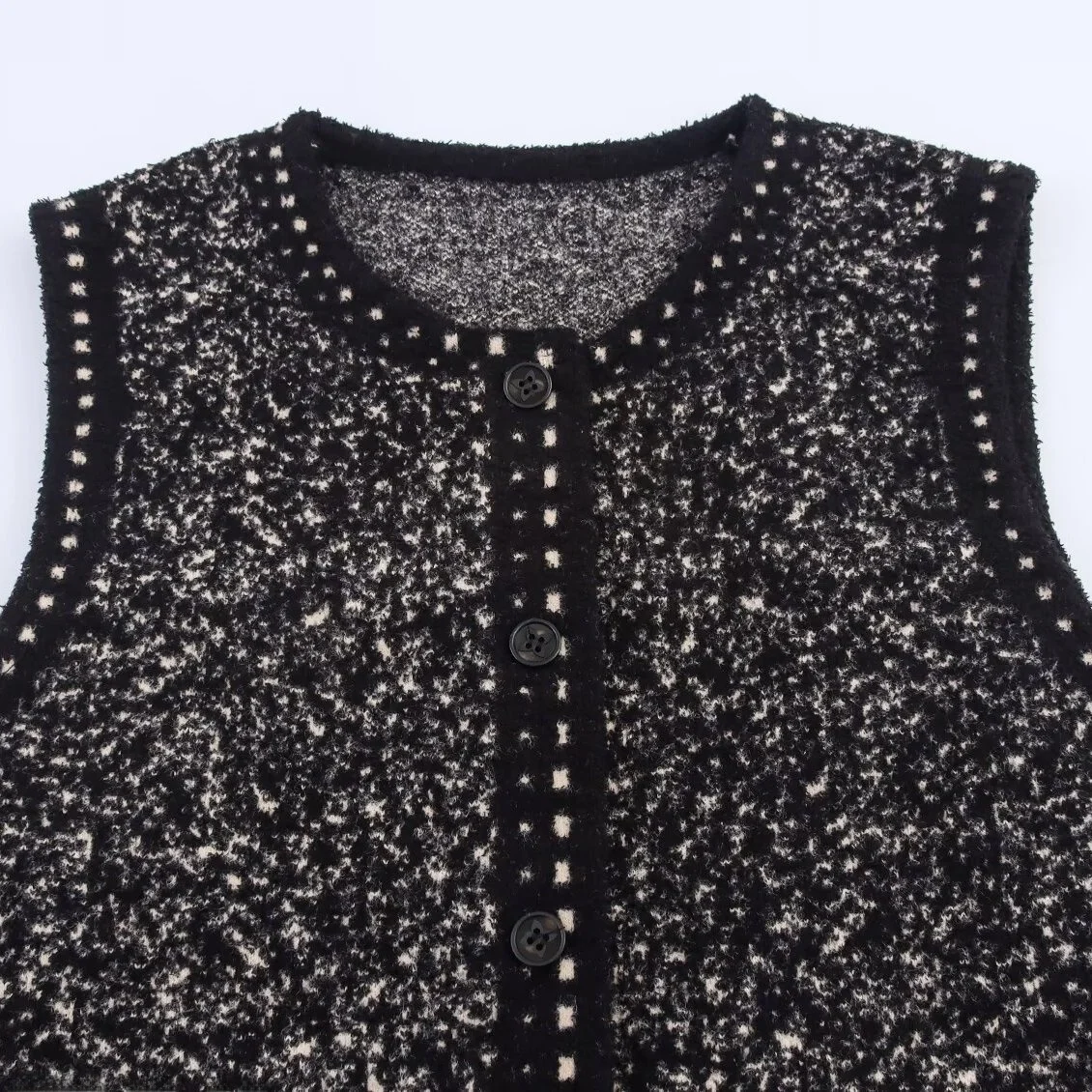 Faionable Color Blo Stitch Knitted Cardigan Vest Women's Sle Autumn New Arrival Polyester Fiber round Ne Single Button 
Faionable Color Blo Stitch Knitted Cardigan Vest Women's Sle Autumn New Arrival Polyester Fiber round Ne Single Button
