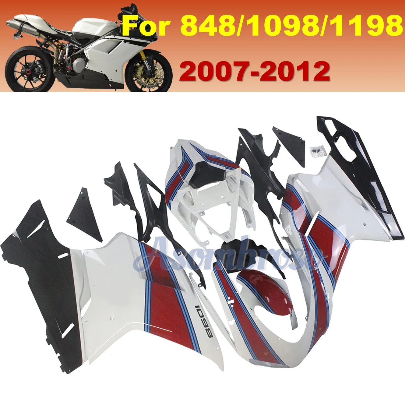 848 EVO Fairing kit For Ducati 1098S 1198S 2007 2008 2009 2010 2011 2012 Motorcycle Aftermarket Body kit
848 EVO Fairing kit For Ducati 1098S 1198S 2007 2008 2009 2010 2011 2012 Motorcycle Aftermarket Body kit