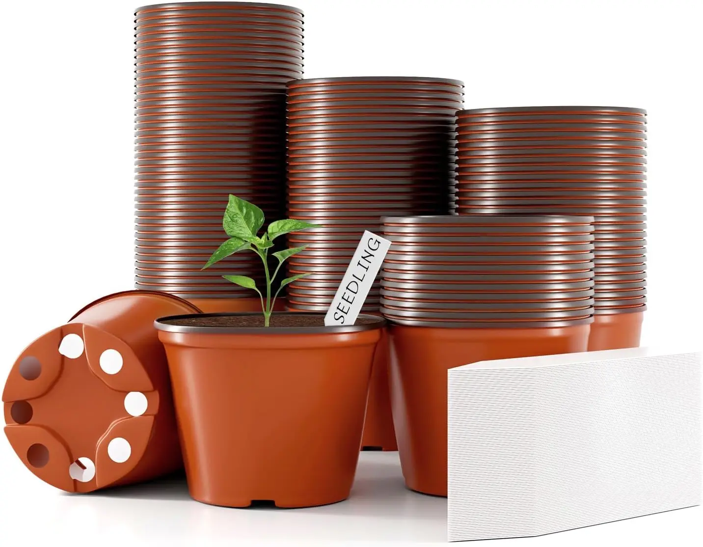 100 Pcs 4 Inch Plant Nursery Pots with Labels, Plastic Seedling Pots with Drainage Holes for Succulents, Indoor Outdoor
100 Pcs 4 Inch Plant Nursery Pots with Labels, Plastic Seedling Pots with Drainage Holes for Succulents, Indoor Outdoor