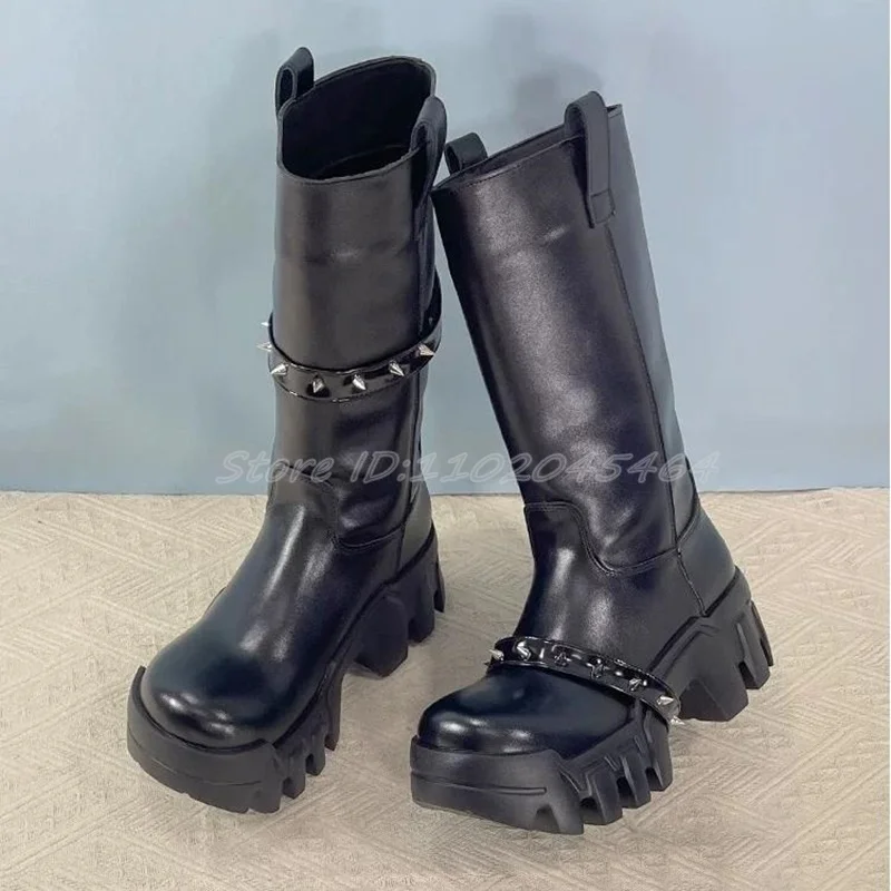 Black Leather Stud Chunky Heel Knee High Boots Platform Cool Punk 2024 New in Luxury Designer Pull on Highten Women's Shoes
Black Leather Stud Chunky Heel Knee High Boots Platform Cool Punk 2024 New in Luxury Designer Pull on Highten Women's Shoes
