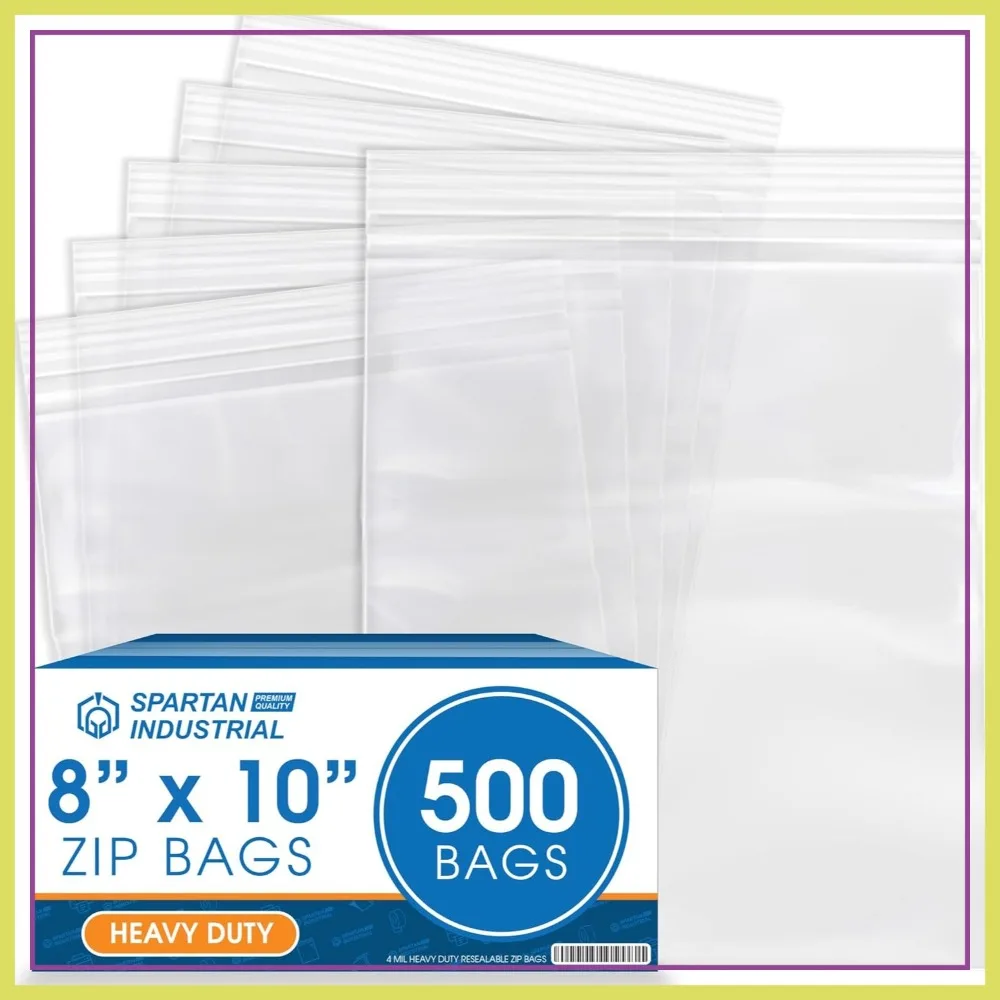 8x10 Inch 4 Mil Clear Reclosable Zip Plastic Bags 500 Count Heavy Duty Resealable
8x10 Inch 4 Mil Clear Reclosable Zip Plastic Bags 500 Count Heavy Duty Resealable
