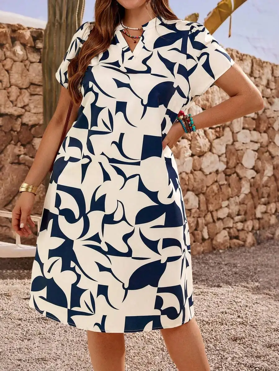Womens Geometric Print Short Sleeve Casual Summer Dress A-Line Loose Fit
Womens Geometric Print Short Sleeve Casual Summer Dress A-Line Loose Fit