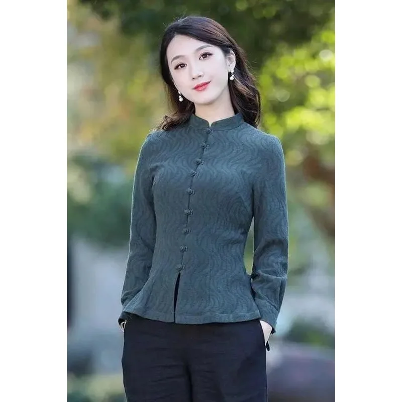 Women's Vintage Chinese Style Mandarin Collar Jacquard Cheongsam Top Elegant Long Sleeve Blouse
Women's Vintage Chinese Style Mandarin Collar Jacquard Cheongsam Top Elegant Long Sleeve Blouse