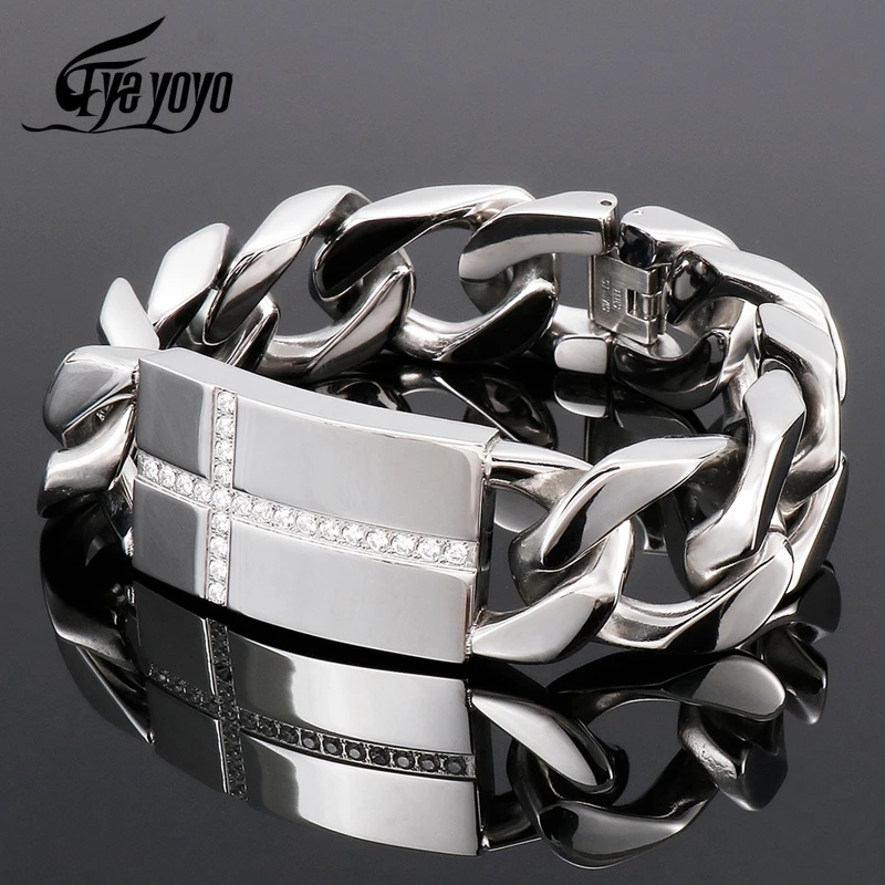 20mm Curb Cuban Chain Men's Bracelets Faith Christian Gifts Jewelry Luxury Gold Plated Stainless Steel Cross Bracelet For Men
20mm Curb Cuban Chain Men's Bracelets Faith Christian Gifts Jewelry Luxury Gold Plated Stainless Steel Cross Bracelet For Men
