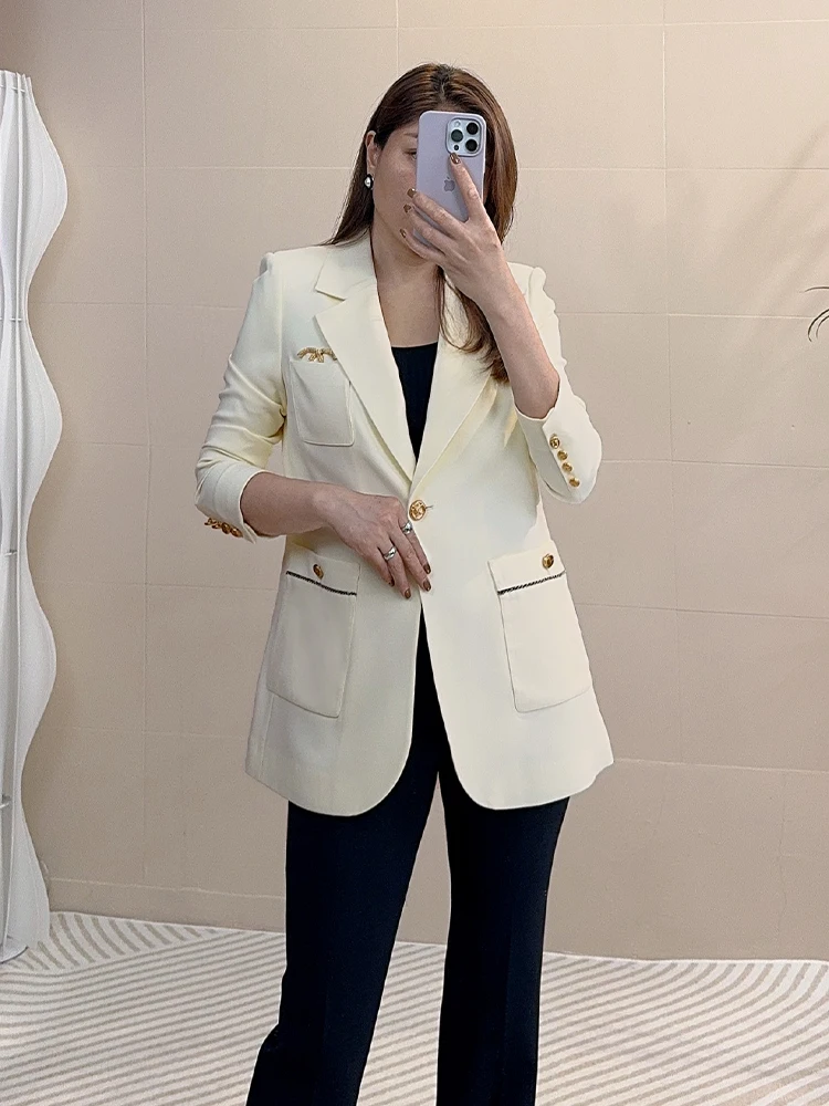 Элегантный женский белый пиджак Tangmiha с зауженной талией из ацетатной ткани, весна 2024, новая модная коллекция, приталенный крой
Элегантный женский белый пиджак Tangmiha с зауженной талией из ацетатной ткани, весна 2024, новая модная коллекция, приталенный крой