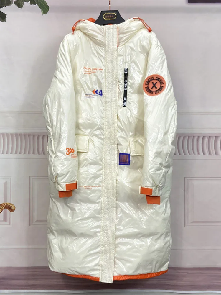 2022 Winter Glossy Waterproof X-long 90% White Duck Down Coat Women Thick Loose Outerwear Warm Down Jacket Hooded Parka
2022 Winter Glossy Waterproof X-long 90% White Duck Down Coat Women Thick Loose Outerwear Warm Down Jacket Hooded Parka