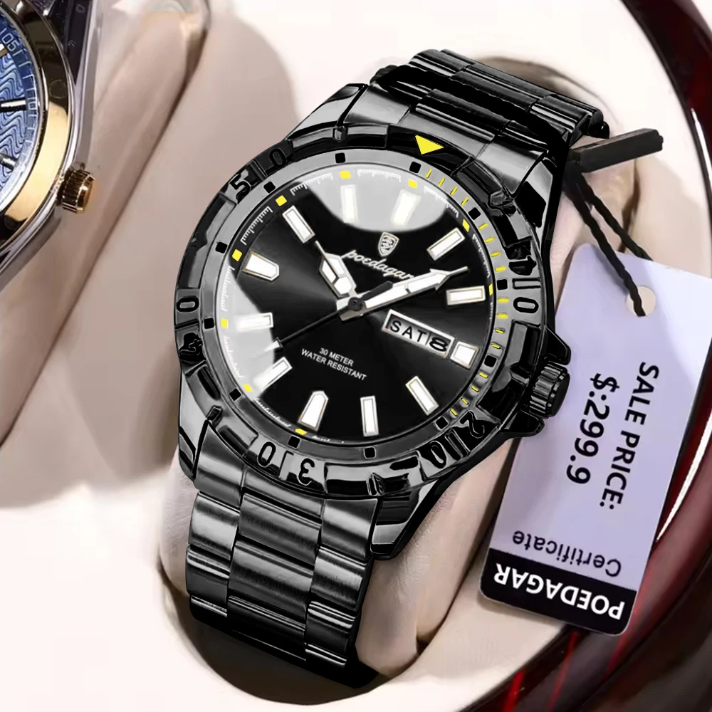 POEDAGAR Men's Watches Casual Fashion Original Quartz Watch for Man Date Week Luminous Waterproof Stainless Steel Wristwatch
POEDAGAR Men's Watches Casual Fashion Original Quartz Watch for Man Date Week Luminous Waterproof Stainless Steel Wristwatch