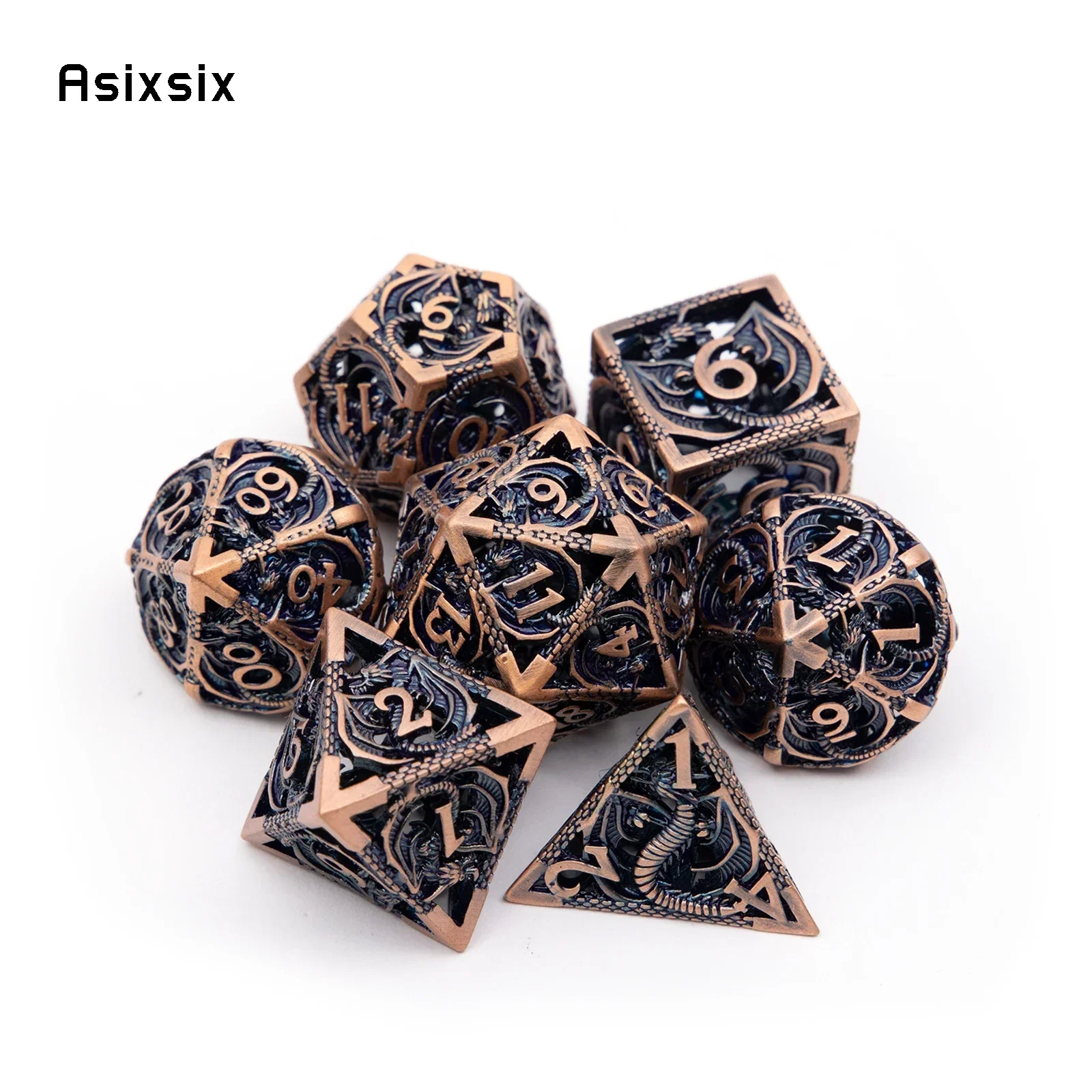 7 Pcs Coppery Black Dragon Metal Dice Hollow Metal Polyhedral Dice Set Suitable For Role-Playing Dice PropBoard Game Gift
7 Pcs Coppery Black Dragon Metal Dice Hollow Metal Polyhedral Dice Set Suitable For Role-Playing Dice PropBoard Game Gift