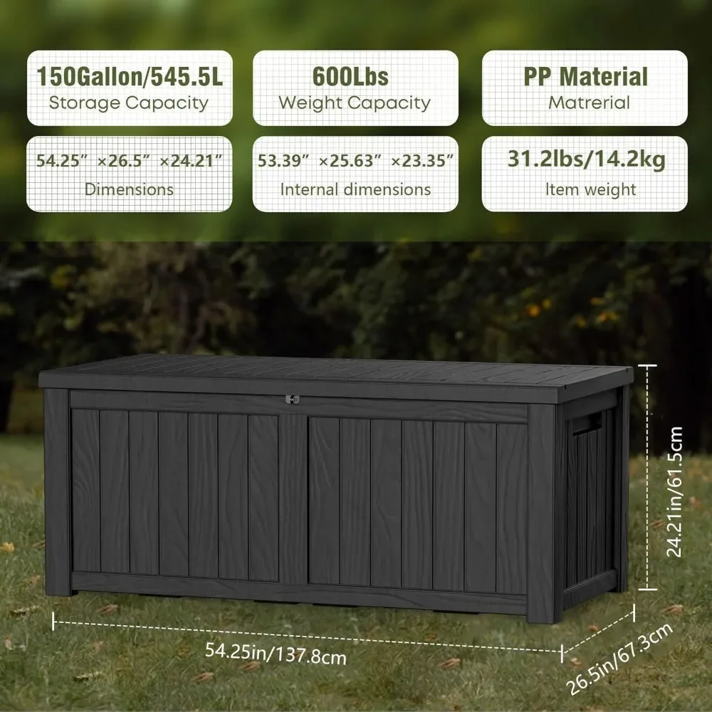 150 Gallon Outdoor Storage Box, Waterproof Lockable Resin Deck Box, Large Terrace Storage Box
150 Gallon Outdoor Storage Box, Waterproof Lockable Resin Deck Box, Large Terrace Storage Box
