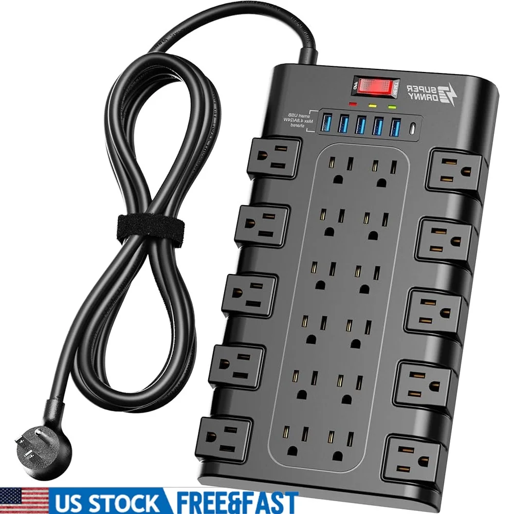 Удлинитель, защита от перенапряжения, 22 розетки переменного тока, 6 USB-портов для зарядки, 1875 Вт, 15 А, 2100 дюймов, плоская вилка, сверхмощная монтируемая
Удлинитель, защита от перенапряжения, 22 розетки переменного тока, 6 USB-портов для зарядки, 1875 Вт, 15 А, 2100 дюймов, плоская вилка, сверхмощная монтируемая