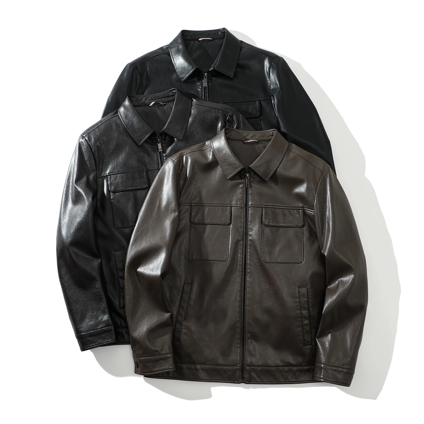 Ultra-Leather PU Jaet Men's Casual Sle Long Sve Zipper Closure Flip Collar Loose Fit Faionable Autumn Outerwear
Ultra-Leather PU Jaet Men's Casual Sle Long Sve Zipper Closure Flip Collar Loose Fit Faionable Autumn Outerwear