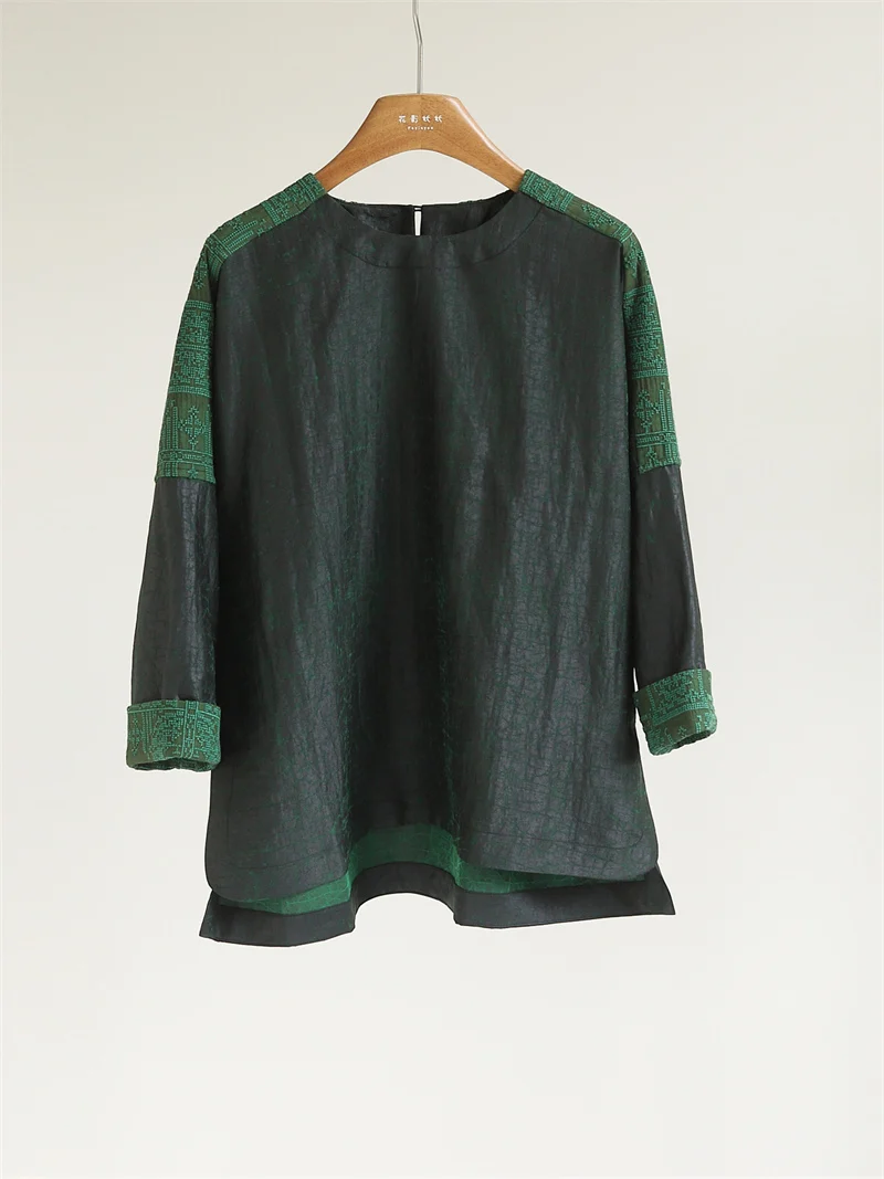 Silk Embroidered Patchwork Contrast Color irt New Chinese Sle Casual Retro National Sle Women's Top Fanyoo J5302
Silk Embroidered Patchwork Contrast Color irt New Chinese Sle Casual Retro National Sle Women's Top Fanyoo J5302