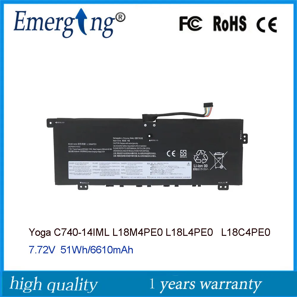Аккумулятор для ноутбука 51WH L18M4PE0 для Lenovo Yoga C740-14IML 15IML L18L4PE0 L18C4PE0 5B10U40209 SB10W67368
Аккумулятор для ноутбука 51WH L18M4PE0 для Lenovo Yoga C740-14IML 15IML L18L4PE0 L18C4PE0 5B10U40209 SB10W67368