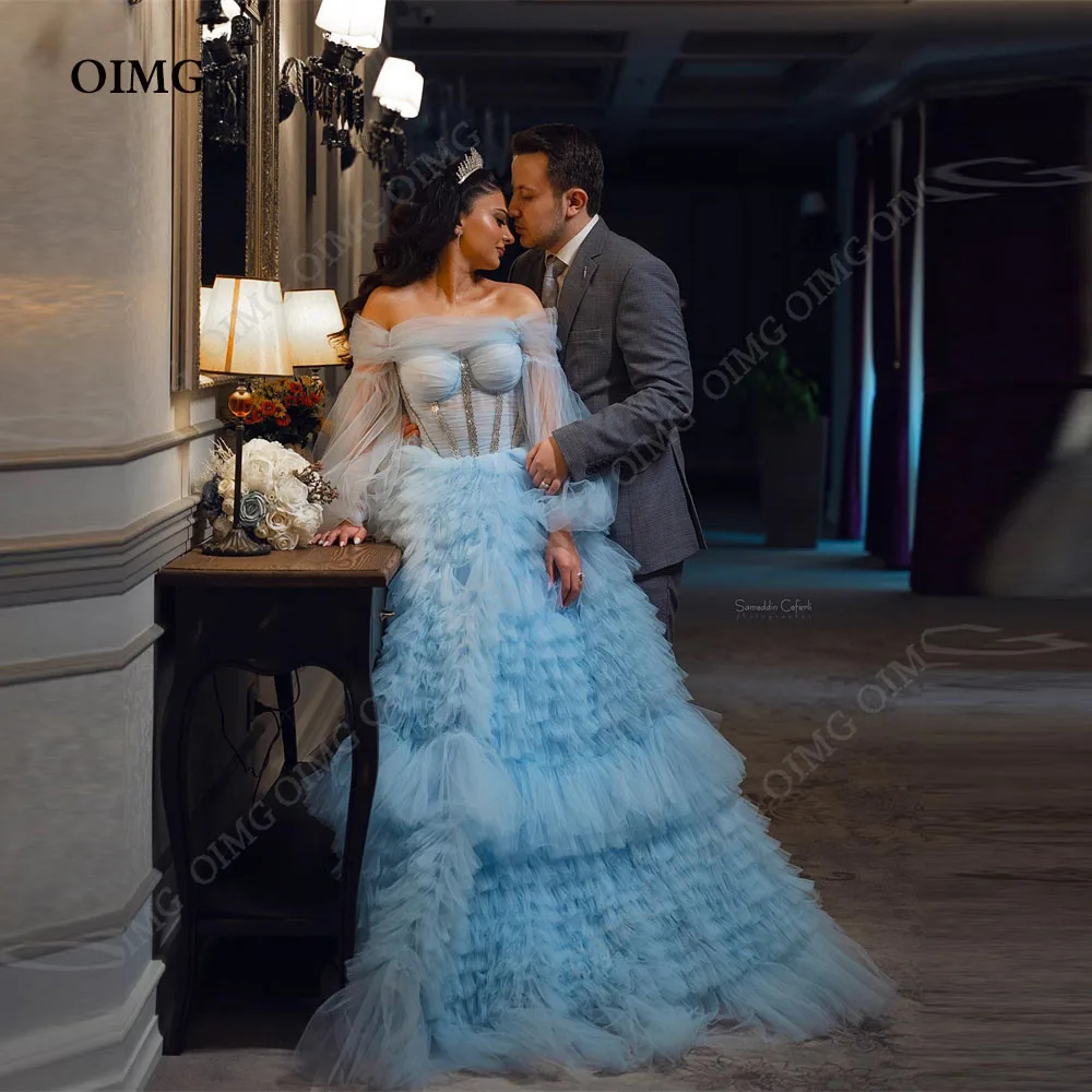 OIMG Sky Blue Shiny Party Dresses Ball Gowns Women Off Shoulder Evening Gowns Long Tiered Tulle Prom Formal Occasion Dress
OIMG Sky Blue Shiny Party Dresses Ball Gowns Women Off Shoulder Evening Gowns Long Tiered Tulle Prom Formal Occasion Dress