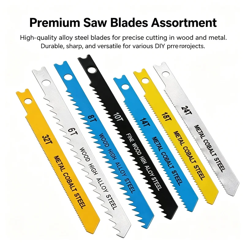 Single Half Hole Reciprocating Saw Blades Assorted 6T 8T 10T 14T 18T 24T 32T Bi-Metal For Wood Metal Cutting Maintenance Kit
Single Half Hole Reciprocating Saw Blades Assorted 6T 8T 10T 14T 18T 24T 32T Bi-Metal For Wood Metal Cutting Maintenance Kit