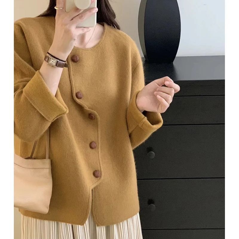 Soft Plush Knitted Open Cardigan Women's Outerwear Spring Autumn Asymmetrical Low round Neck Long Sleeve Thickened Sweater
Soft Plush Knitted Open Cardigan Women's Outerwear Spring Autumn Asymmetrical Low round Neck Long Sleeve Thickened Sweater