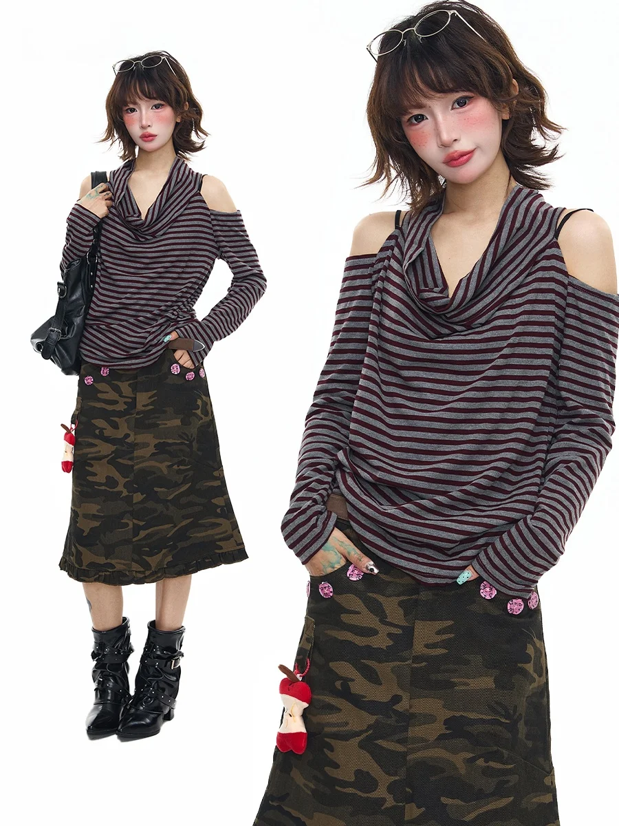 Женская футболка Sanowers Spicy Girl в полоску с длинным рукавом, свободного кроя, с открытыми плечами, весна-осень
Женская футболка Sanowers Spicy Girl в полоску с длинным рукавом, свободного кроя, с открытыми плечами, весна-осень