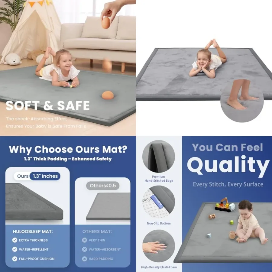 Baby Play Mat for Floor, 1.3 Thick Memory Foam Tummy Time Mat, Soft Coral Velvet Nursery Rug, Large Non Slip for Crawling, Todd
Baby Play Mat for Floor, 1.3 Thick Memory Foam Tummy Time Mat, Soft Coral Velvet Nursery Rug, Large Non Slip for Crawling, Todd