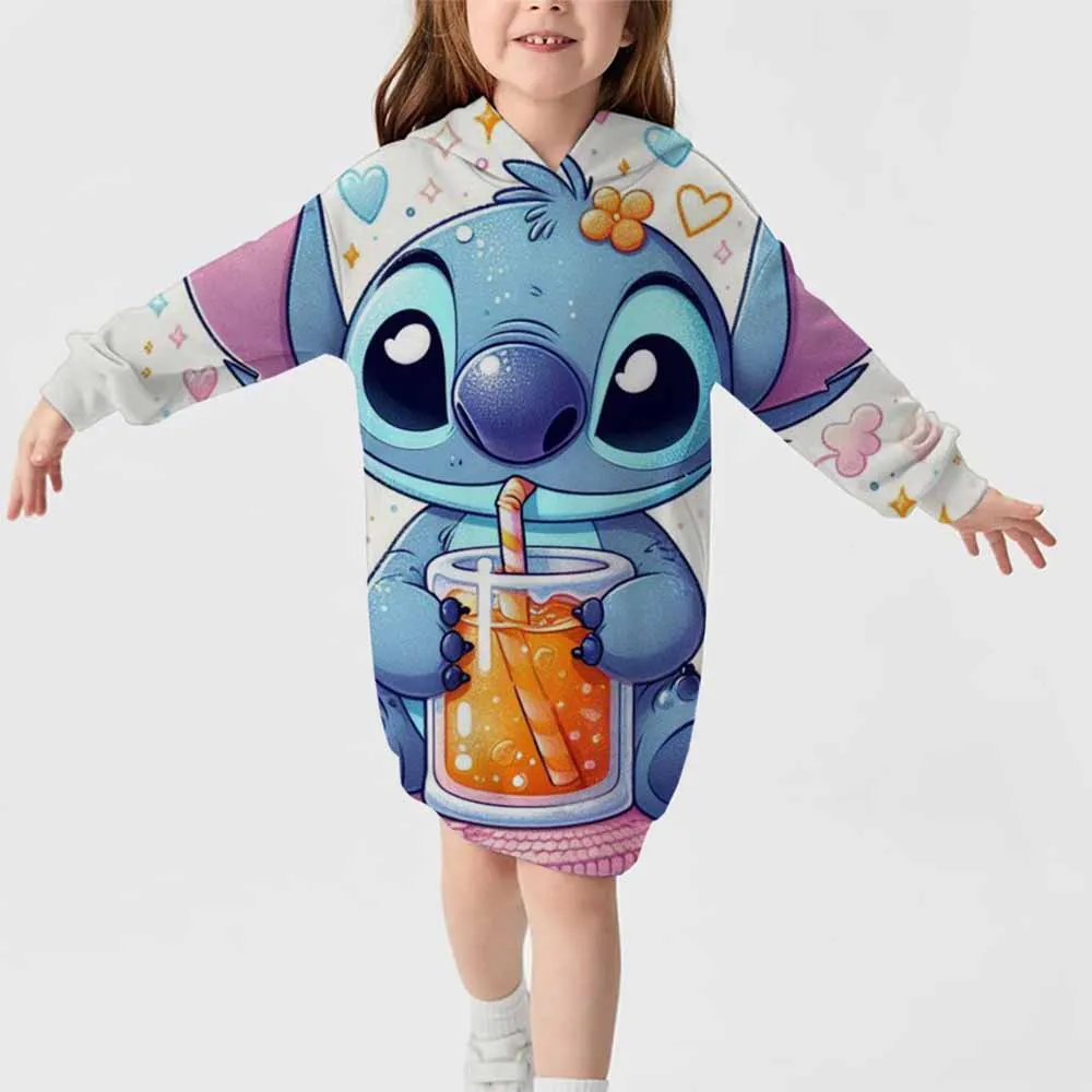 Новинка 2024, осенне-зимняя юбка с капюшоном и узором Disney Stitch для девочек, милое удобное платье-свитер с длинными рукавами и капюшоном
Новинка 2024, осенне-зимняя юбка с капюшоном и узором Disney Stitch для девочек, милое удобное платье-свитер с длинными рукавами и капюшоном