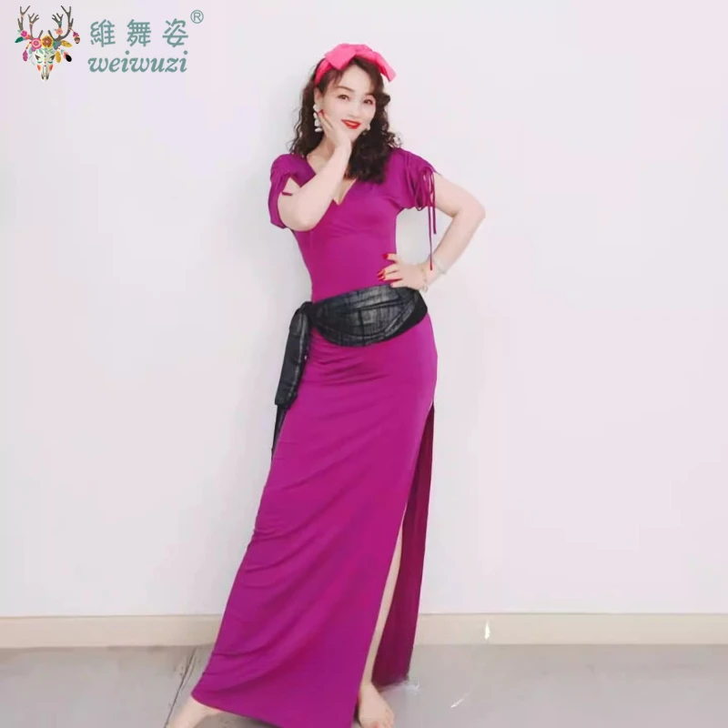 Belly Dance Practice Clothes for Adult Women Sexy V-neck Purple Rose Robe Baladi Saidi Performance Costume Orientale Skirt Dress
Belly Dance Practice Clothes for Adult Women Sexy V-neck Purple Rose Robe Baladi Saidi Performance Costume Orientale Skirt Dress
