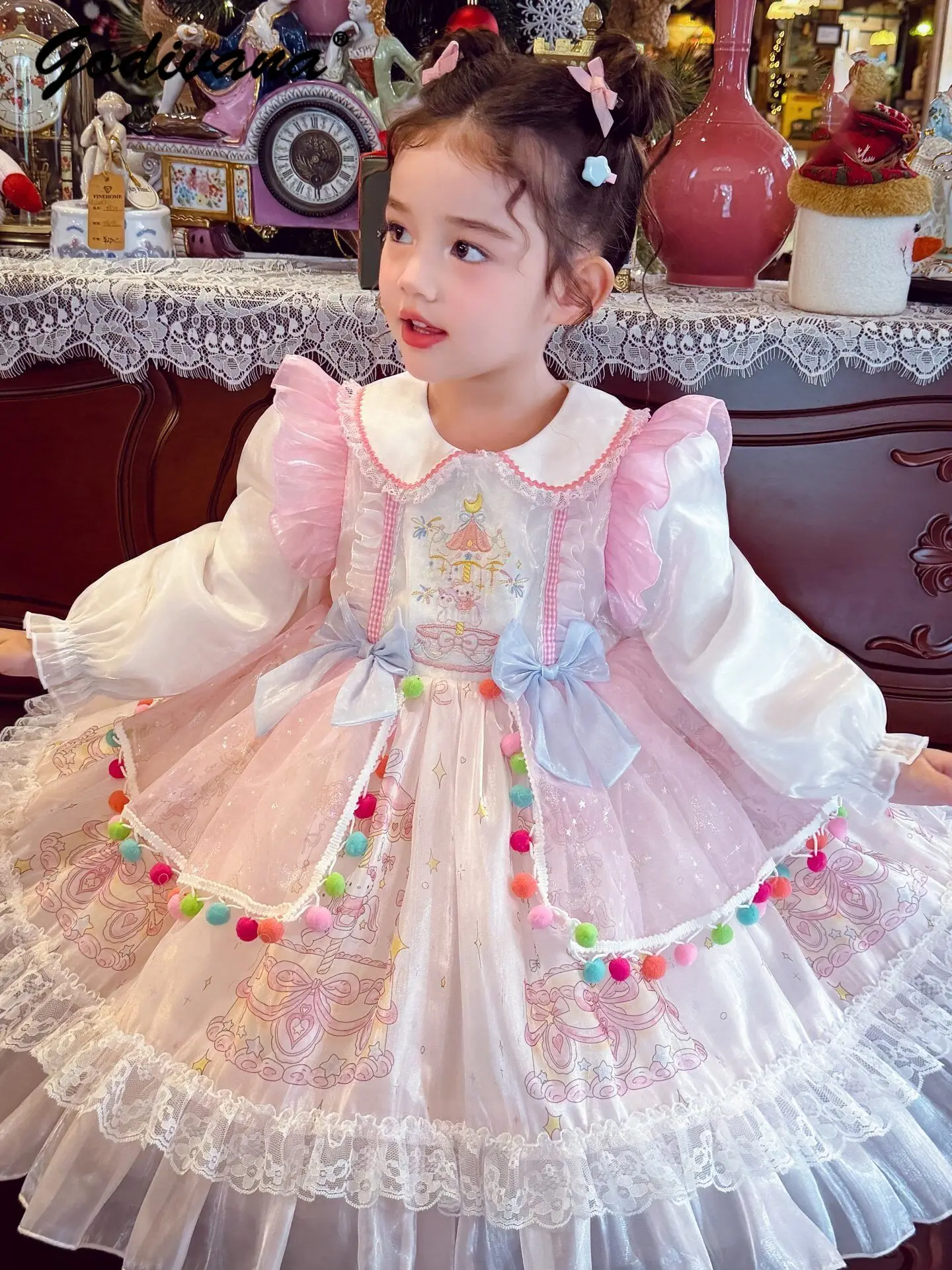 Sweet Baby Girls Lolita Princess Dress 2026 New Spring Korean Cartoon Cute Doll Collar Embroidery Lace Trim Mesh Tutu Cake Dress
Sweet Baby Girls Lolita Princess Dress 2026 New Spring Korean Cartoon Cute Doll Collar Embroidery Lace Trim Mesh Tutu Cake Dress