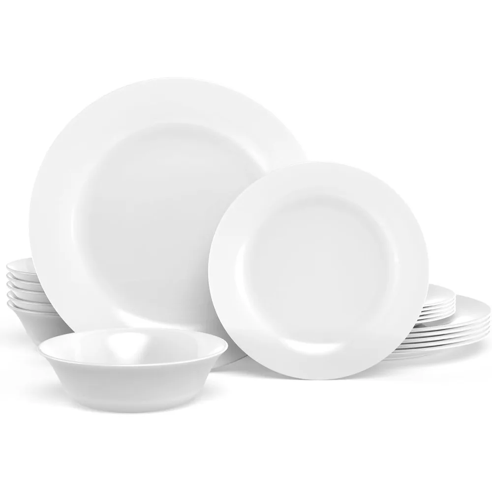 18-PCS Kitchen Opal Dishes Set Service for 6, Lightweight Glass Plates and Bowls Set, Safety for Microwave & Dishwasher
18-PCS Kitchen Opal Dishes Set Service for 6, Lightweight Glass Plates and Bowls Set, Safety for Microwave & Dishwasher
