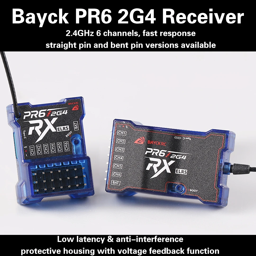 BAYCK PR6 RX 6CH 2.4G ELRS Receiver for RC Fixed-Wing Aircraft RC Car & Boat Models - 6-Channel Remote Control System
BAYCK PR6 RX 6CH 2.4G ELRS Receiver for RC Fixed-Wing Aircraft RC Car & Boat Models - 6-Channel Remote Control System