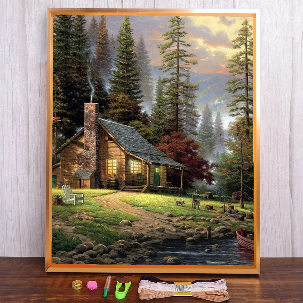 11CT DIY Forest House Counted Cross Stitch Thread Needlework Set Cotton Thread Scenery Embroidery Kits Art Handmade Gift
11CT DIY Forest House Counted Cross Stitch Thread Needlework Set Cotton Thread Scenery Embroidery Kits Art Handmade Gift