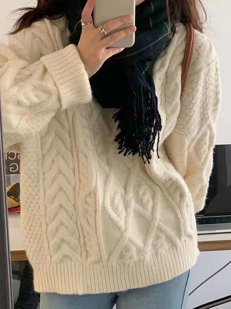 Casual Sweater Women Autumn Winter Solid Color Twisted Knitted Pullover Female Korean Fashion Vintage Loose Long Sleeve Knitwear
Casual Sweater Women Autumn Winter Solid Color Twisted Knitted Pullover Female Korean Fashion Vintage Loose Long Sleeve Knitwear