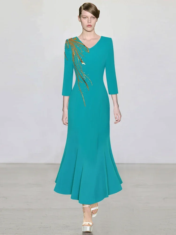 2024 High Quality Fashion Designer Dress Women Sequin Beading Mermaid V Neck Long Sleeve Bodycon Party Maxi Dress
2024 High Quality Fashion Designer Dress Women Sequin Beading Mermaid V Neck Long Sleeve Bodycon Party Maxi Dress