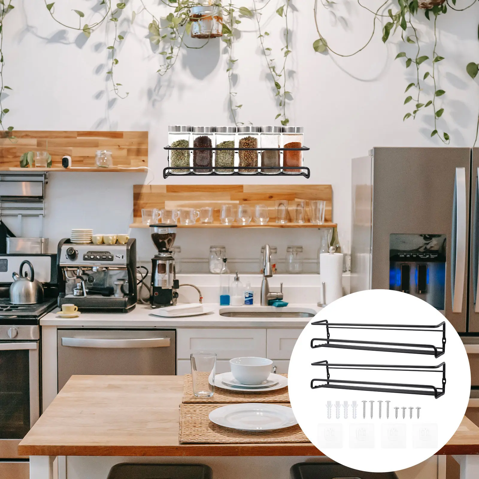 2Pcs Kitchen Spice Rack Wall Mounted Seasoning Bottle Organizer Heavy Duty Stainless Steel Storage Shelf for Small Space Saving
2Pcs Kitchen Spice Rack Wall Mounted Seasoning Bottle Organizer Heavy Duty Stainless Steel Storage Shelf for Small Space Saving