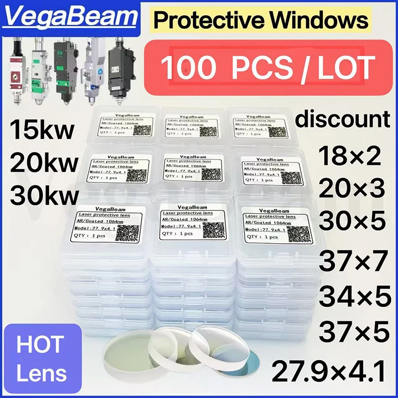 100PCS VegaBeam Laser Protective Windows lens 25.4x4 34x5 27.9x4.1 37x7 1064nm optical glass lens For Raytools BOCI Cutting head
100PCS VegaBeam Laser Protective Windows lens 25.4x4 34x5 27.9x4.1 37x7 1064nm optical glass lens For Raytools BOCI Cutting head