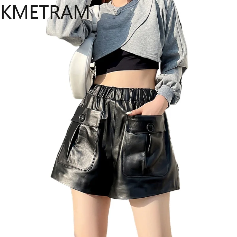 KMETRAM 100% Top Layer Sheepskin Shorts for Woman Casual Black Genuine Leather Short Autumn Women' S Clothes 2025 шорты женские
KMETRAM 100% Top Layer Sheepskin Shorts for Woman Casual Black Genuine Leather Short Autumn Women' S Clothes 2025 шорты женские