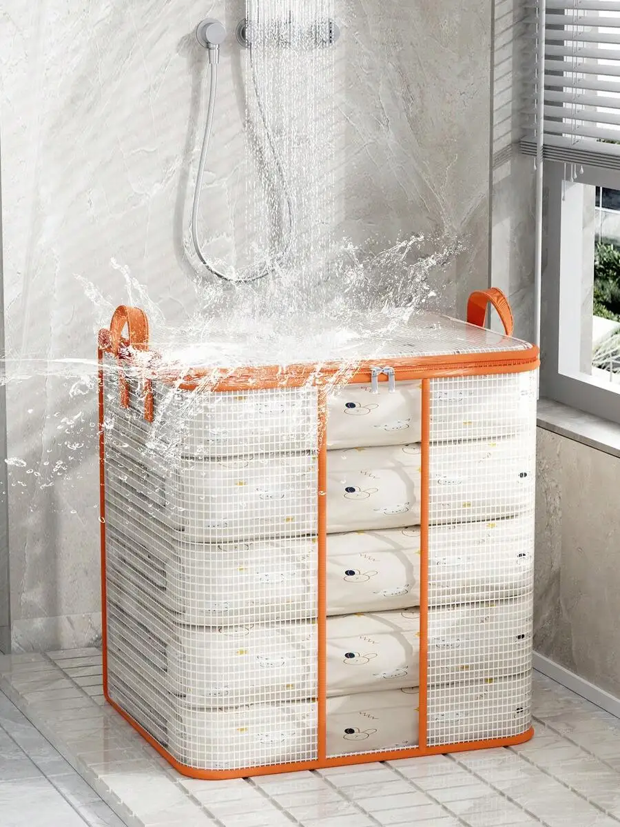 Waterproof Transparent Mesh Quilt Organizer With Orange Reinforced Handles For Bedding, Clothes And Underbed Storage
Waterproof Transparent Mesh Quilt Organizer With Orange Reinforced Handles For Bedding, Clothes And Underbed Storage