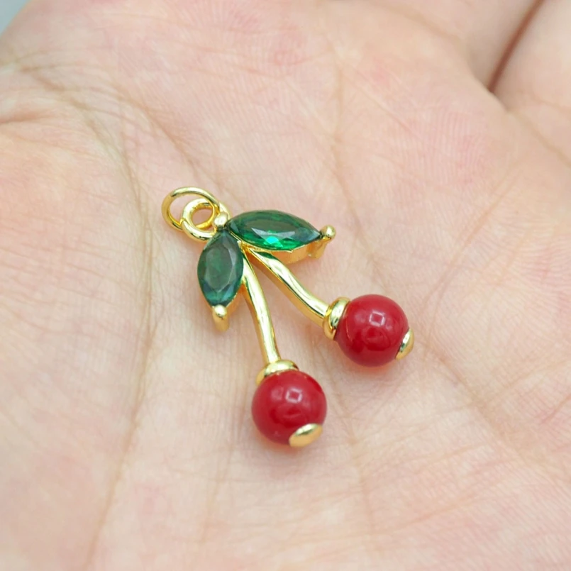 5Pcs Plant Cherry Pendant Cubic Zirconia Copper Gold Color Enamel Red Green Approx 16.1x26.2mm Jewelry Special Gift For Women
5Pcs Plant Cherry Pendant Cubic Zirconia Copper Gold Color Enamel Red Green Approx 16.1x26.2mm Jewelry Special Gift For Women
