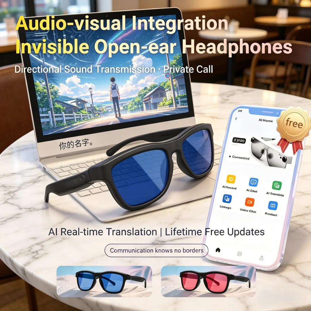 Exquisite AI Smart Glasses Bluetooth Touch-Dimming Versatile Electrochromic Glasses with Elite Intelligent Translation Feature
Exquisite AI Smart Glasses Bluetooth Touch-Dimming Versatile Electrochromic Glasses with Elite Intelligent Translation Feature
