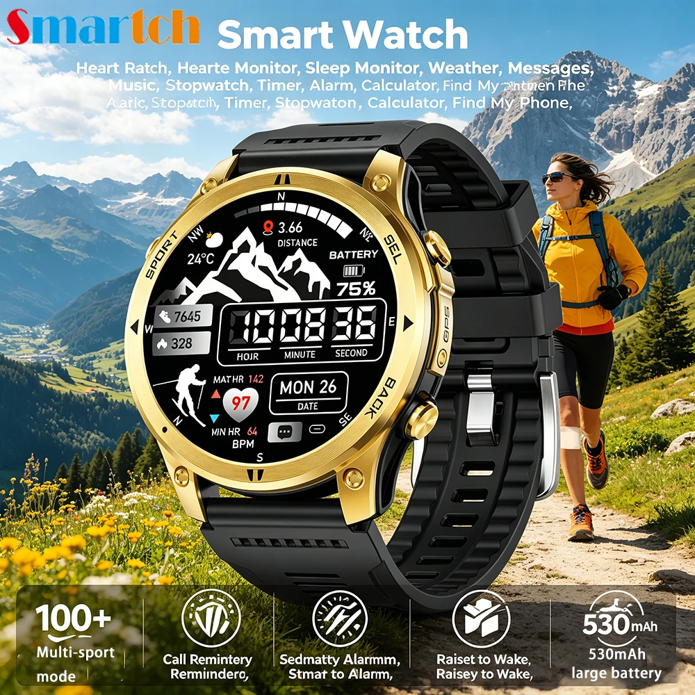 Men's Sports Smartwatch With GPS Tracking Compass 100+sports Modes Wireless Call Intelligentre Minder Outdoor Fitness Smartwatch
Men's Sports Smartwatch With GPS Tracking Compass 100+sports Modes Wireless Call Intelligentre Minder Outdoor Fitness Smartwatch