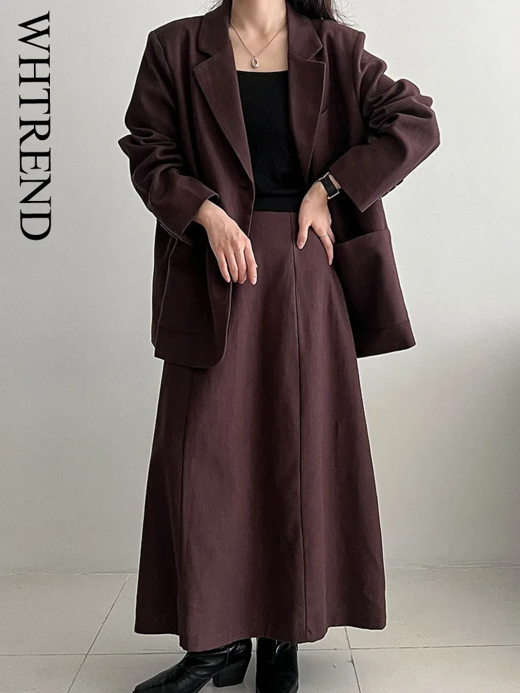 WHTREND Basic Casual Cotton And Linen Blazers For Women Notched Collar Single Breasted Loose Chic Coats Autumn New WH1116
WHTREND Basic Casual Cotton And Linen Blazers For Women Notched Collar Single Breasted Loose Chic Coats Autumn New WH1116