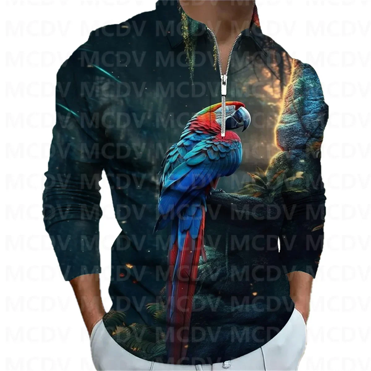 2023 New Men's Long Sleeve Zipper Polo Shirt SpiderParrot 3D Printed Polo Long Sleeve T Shirt Casual Tops
2023 New Men's Long Sleeve Zipper Polo Shirt SpiderParrot 3D Printed Polo Long Sleeve T Shirt Casual Tops