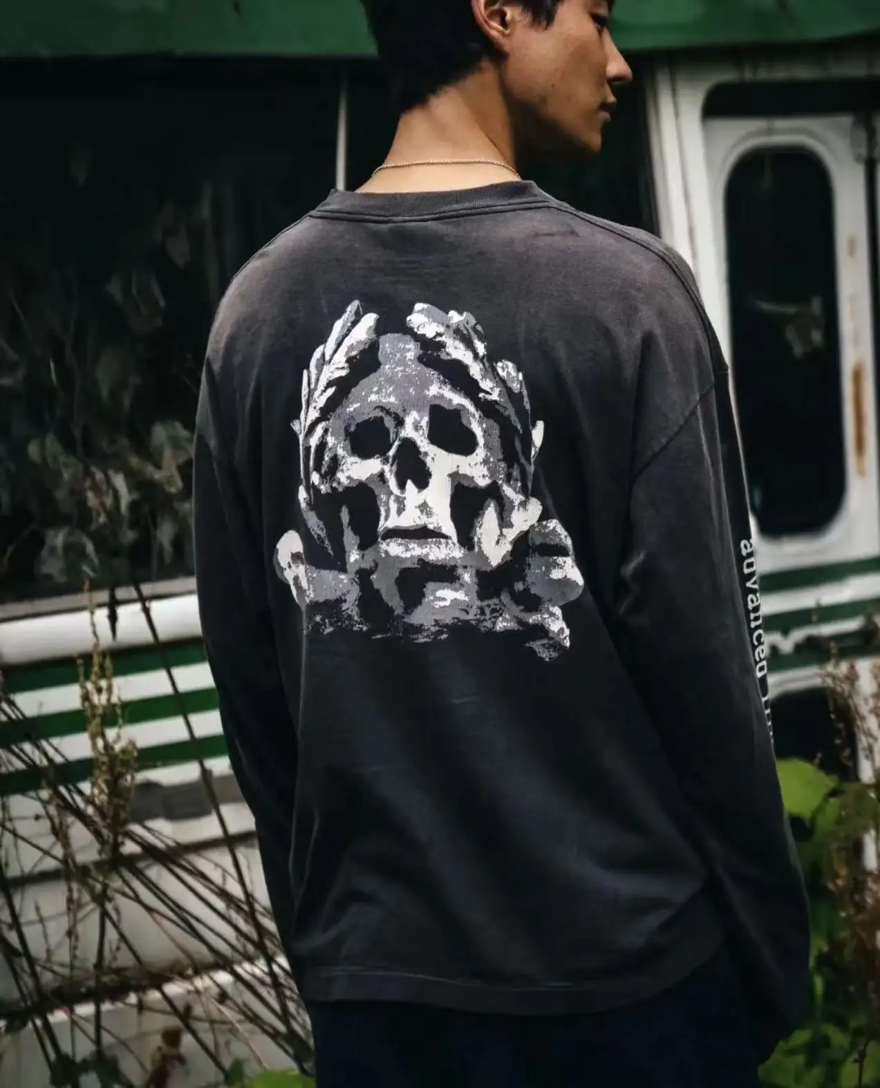 SAINT MICHAEL LS TEE SAINT COMES Skeleton Print Washed Water Aging Casual Men's Long Sleeve T-shirt Cotton Top
SAINT MICHAEL LS TEE SAINT COMES Skeleton Print Washed Water Aging Casual Men's Long Sleeve T-shirt Cotton Top