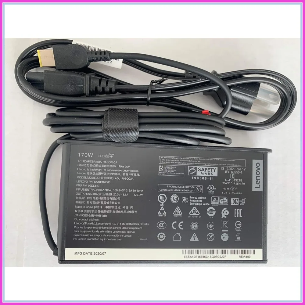 Original Slim 170W AC Adapter for Lenovo Thinkpad P53, P70, P71, P72, P73, Compatible with SA10R16886, ADL170SCC3A
Original Slim 170W AC Adapter for Lenovo Thinkpad P53, P70, P71, P72, P73, Compatible with SA10R16886, ADL170SCC3A