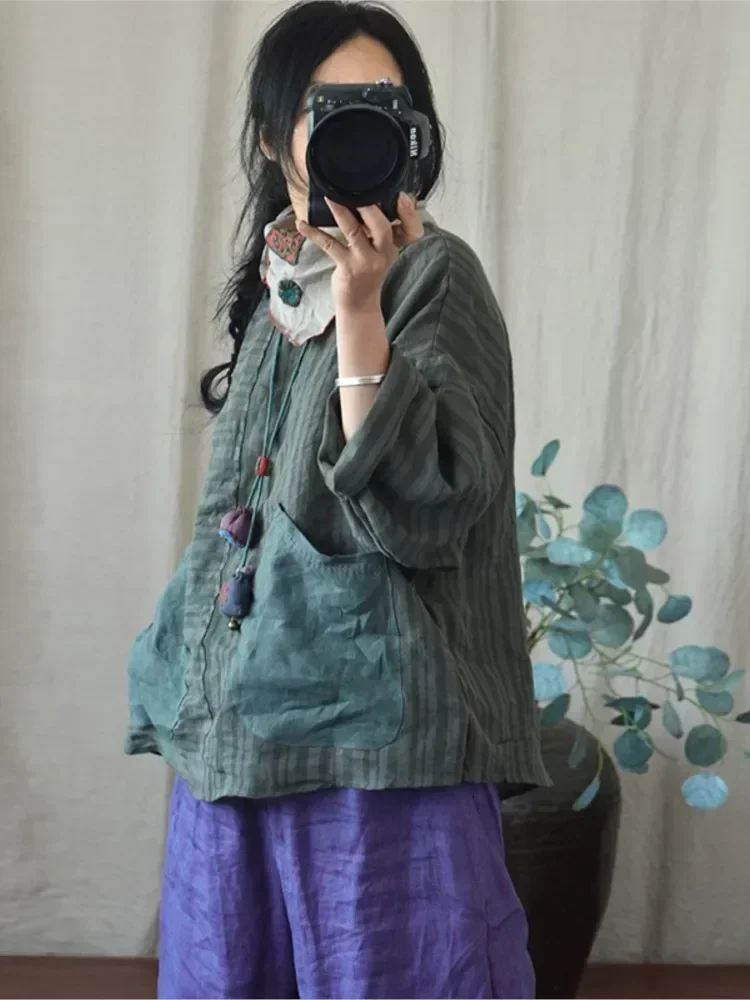 Женская свободная льняная полосатая лоскутная блузка, рубашка, женские льняные топы, женские топы на лето и осень 2022, лето-осень
Женская свободная льняная полосатая лоскутная блузка, рубашка, женские льняные топы, женские топы на лето и осень 2022, лето-осень