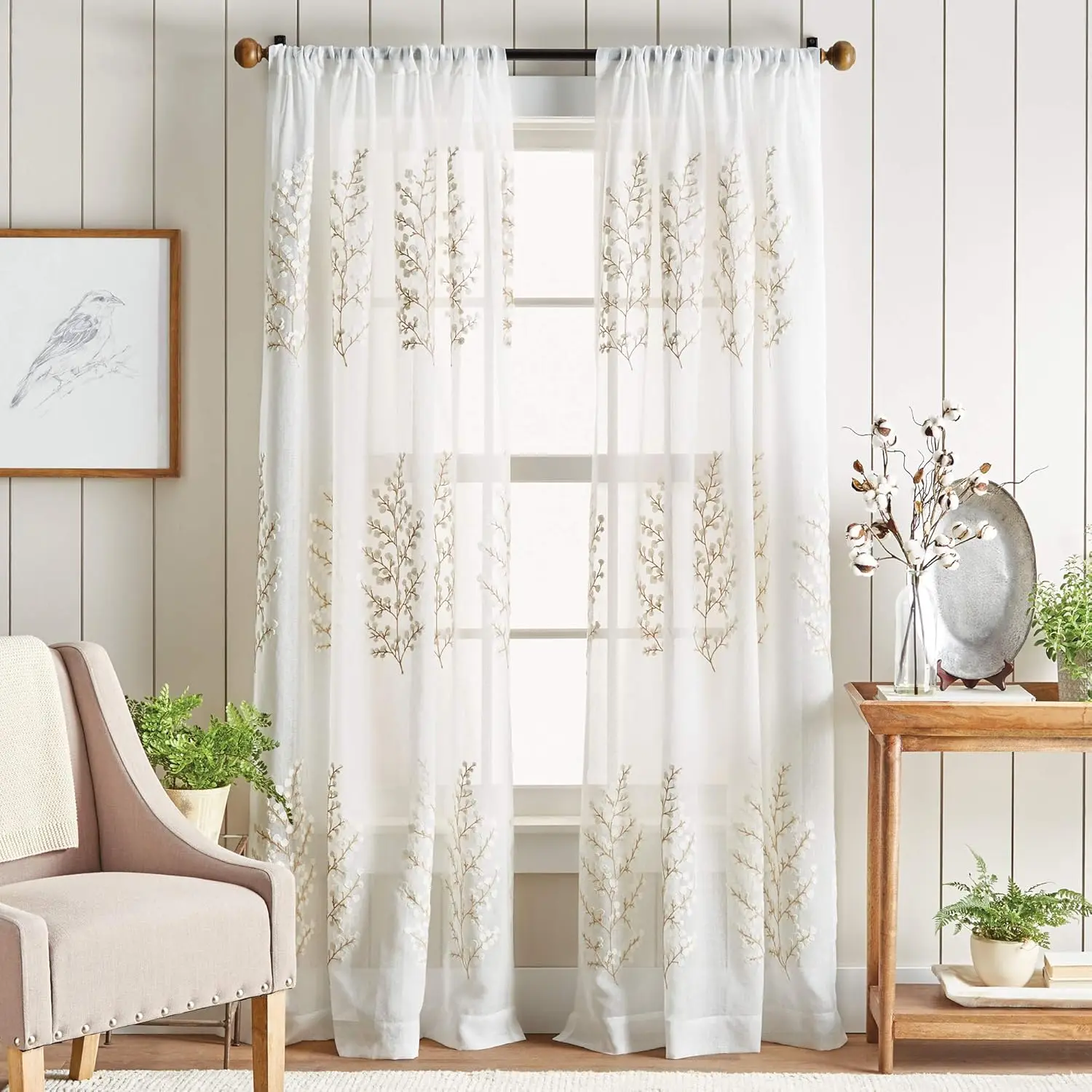 Sheer Rod Pocket Curtain Panels for Living Room, 95" Ivory, Light Filtering Window Drapes, 2 Panels
Sheer Rod Pocket Curtain Panels for Living Room, 95" Ivory, Light Filtering Window Drapes, 2 Panels