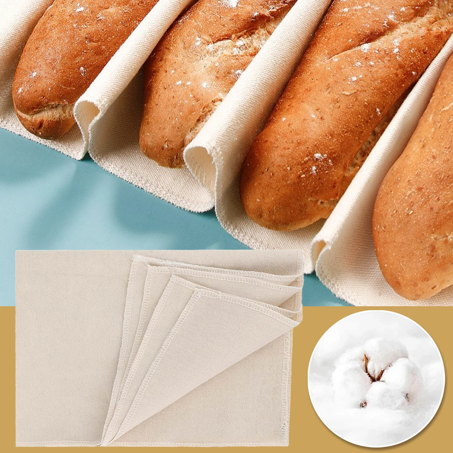1PC Professional Bakers Dough Fermented Cloth - 100% Pure Cotton Pastry Proofing Cloth for Baking French Bread Baguettes Loafs
1PC Professional Bakers Dough Fermented Cloth - 100% Pure Cotton Pastry Proofing Cloth for Baking French Bread Baguettes Loafs
