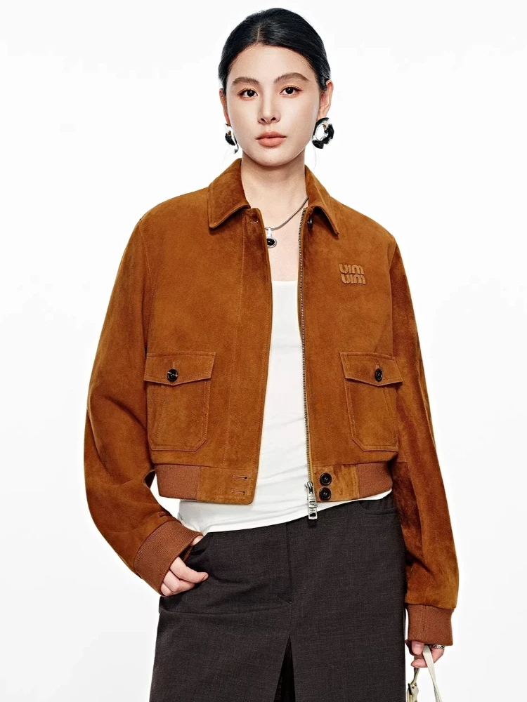 Vintage Cropped Genuine Leather Bomber Jackets for Women Spring Autumn High-end Simple Classic Slim Real Sheepskin Suede Coat
Vintage Cropped Genuine Leather Bomber Jackets for Women Spring Autumn High-end Simple Classic Slim Real Sheepskin Suede Coat